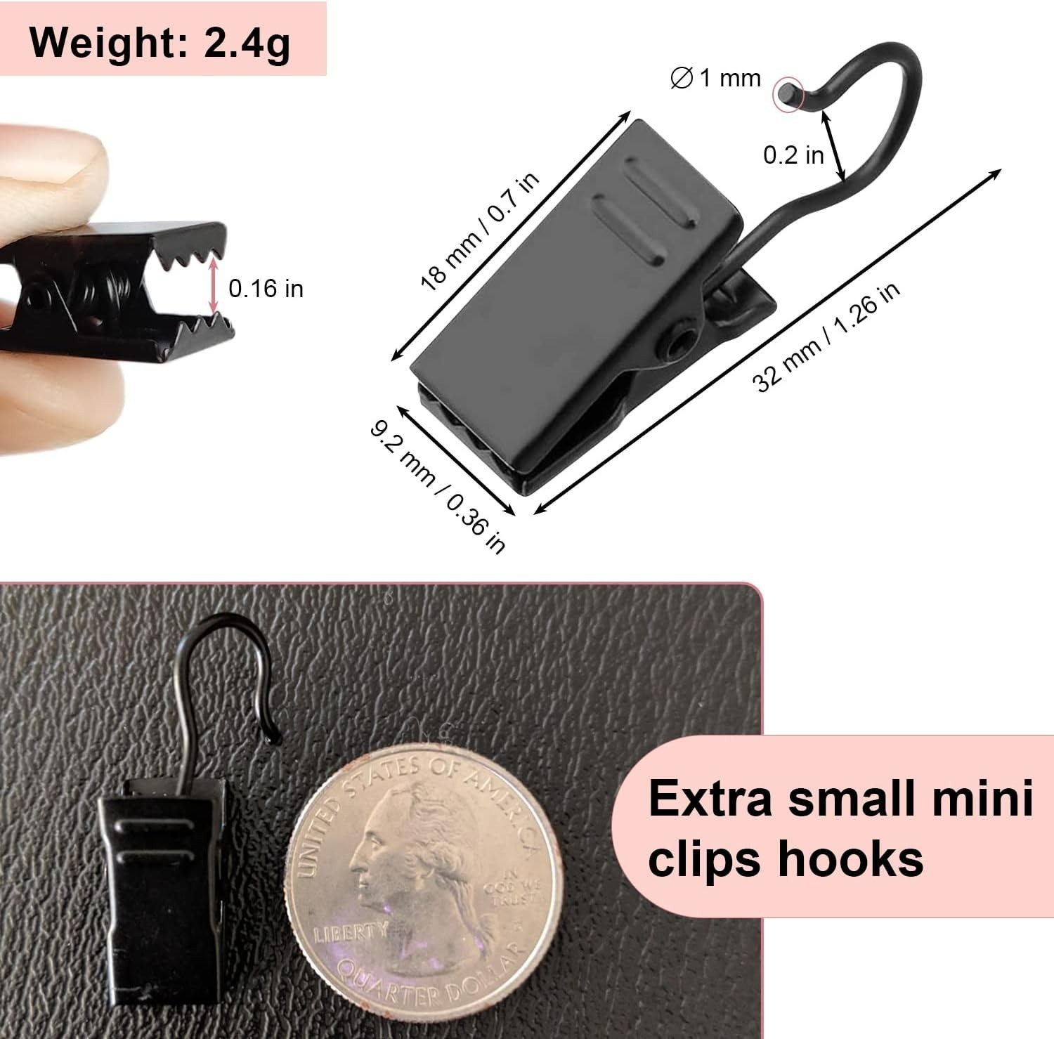 Elegant 60-Pack Black Curtain Clips – Durable Metal Hooks for Indoor/Outdoor Use