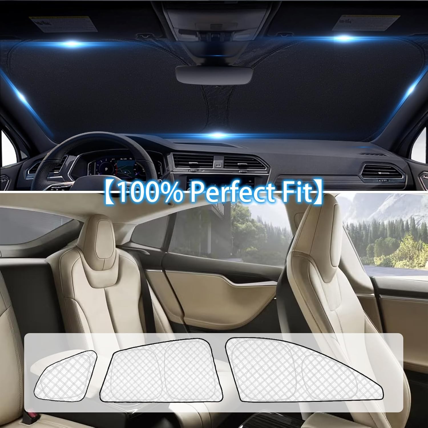 8Pcs Thicken Sun Shades for Tesla Model S 2012-2025(Not for Plaid or Long Range)