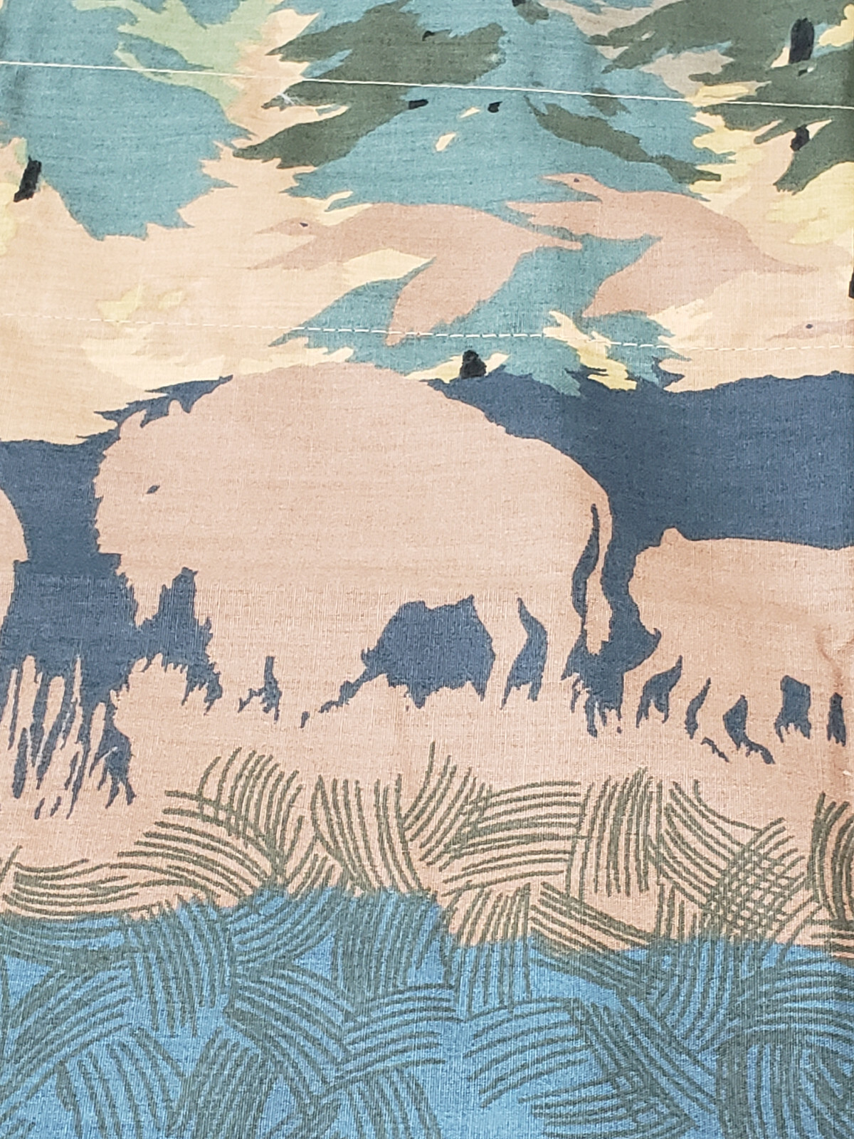 Hollander Valance Mountain Elk Buffalo MCM Bear Ram Made In USA 87 X 17.5 in