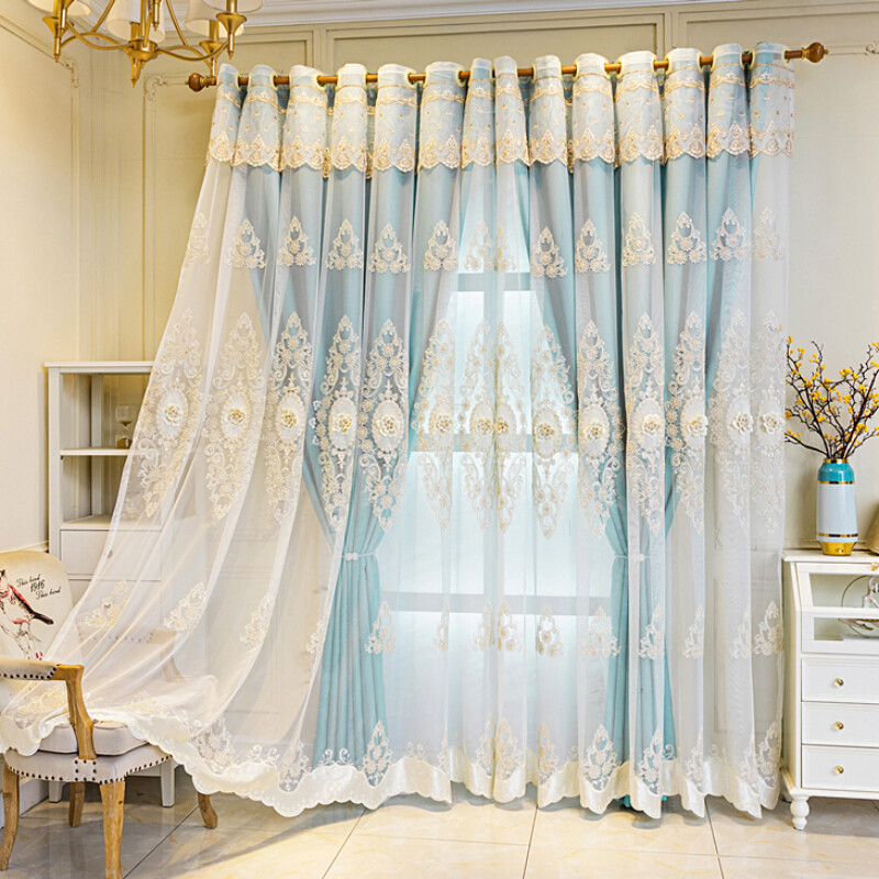 1 Panel Blackout Curtain Double Layer Window Tulle Drape Valance 3D Flower Home