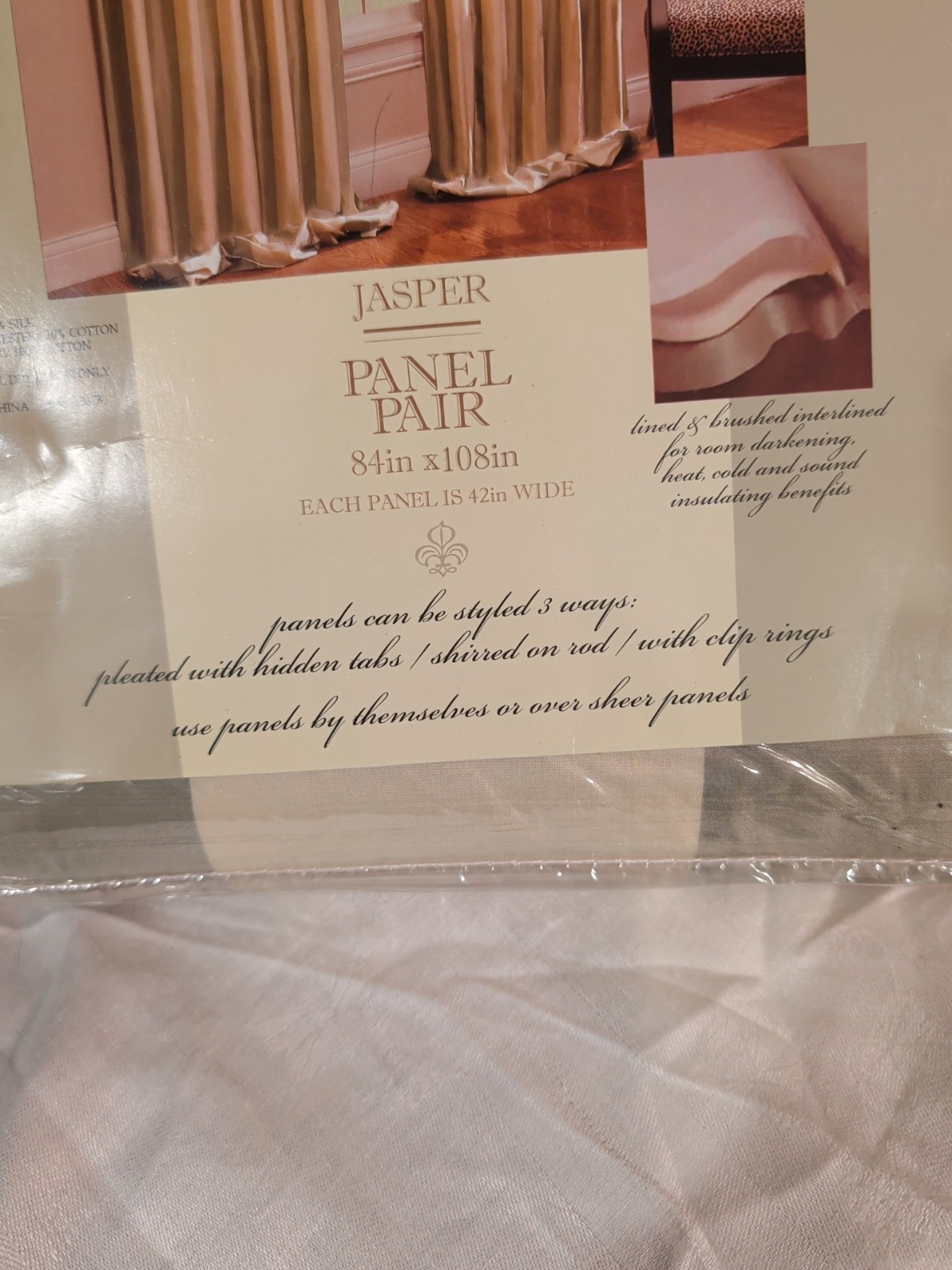 New Jasper 100% Silk Lined And Interlined Pair Drapery Panels Size 84 ” X 108 “