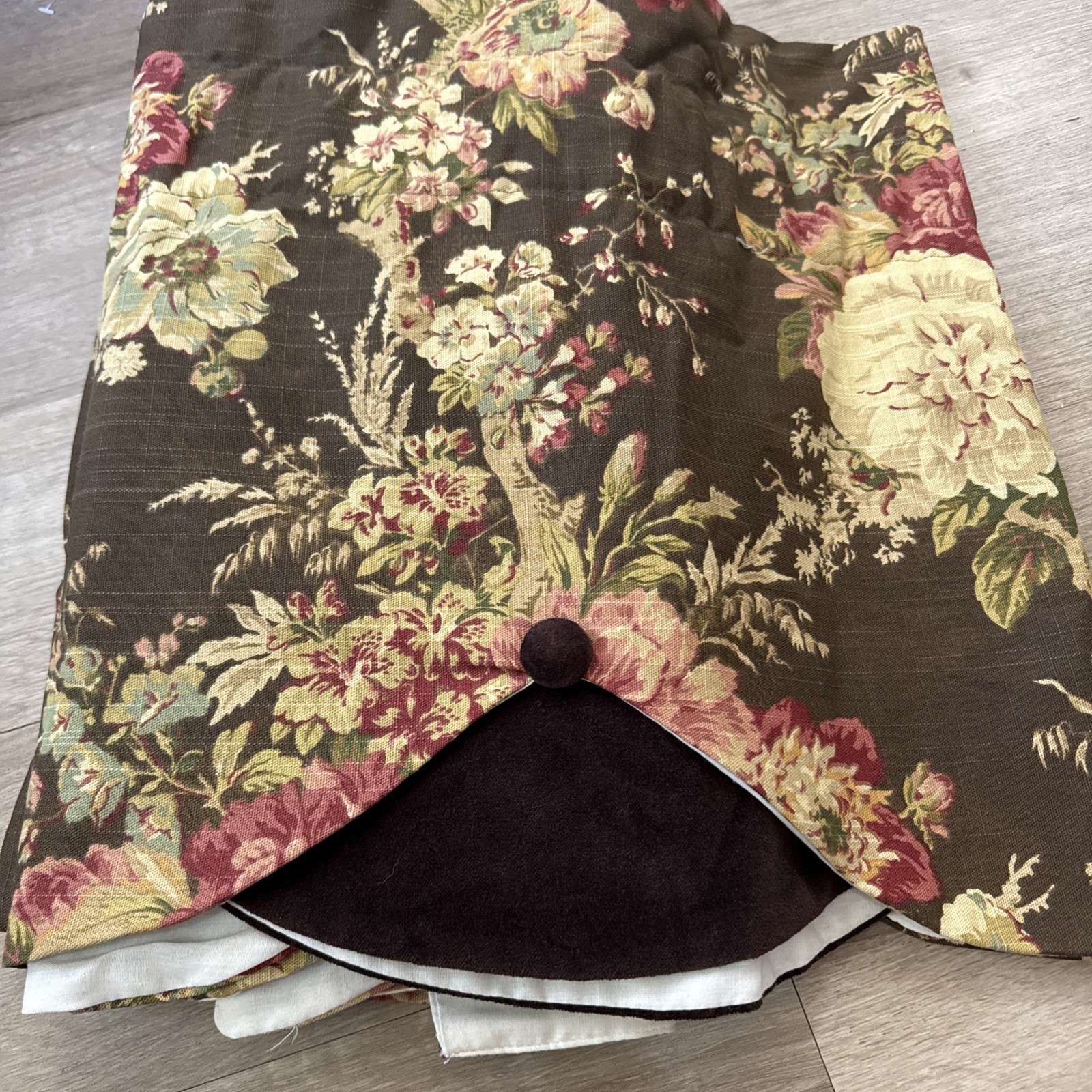 2 Custom Waverly Imperial Dress Antique Brown Valance 72″x17″ Floral Curtains
