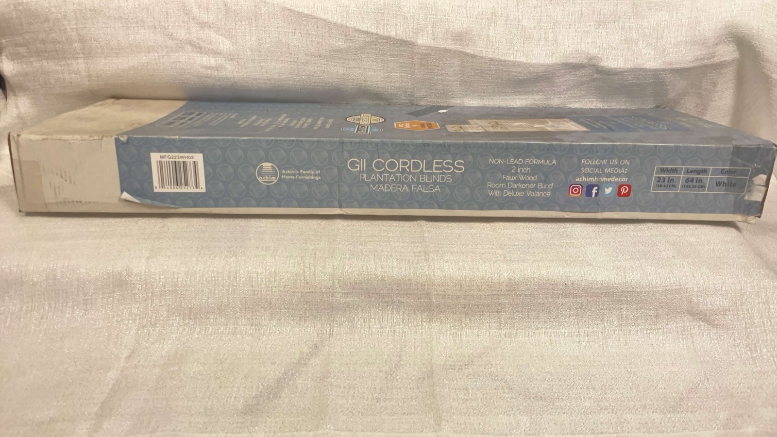 Cordless GII Madera Falsa 2″ Faux Wood Plantation Blind 23×64 – White