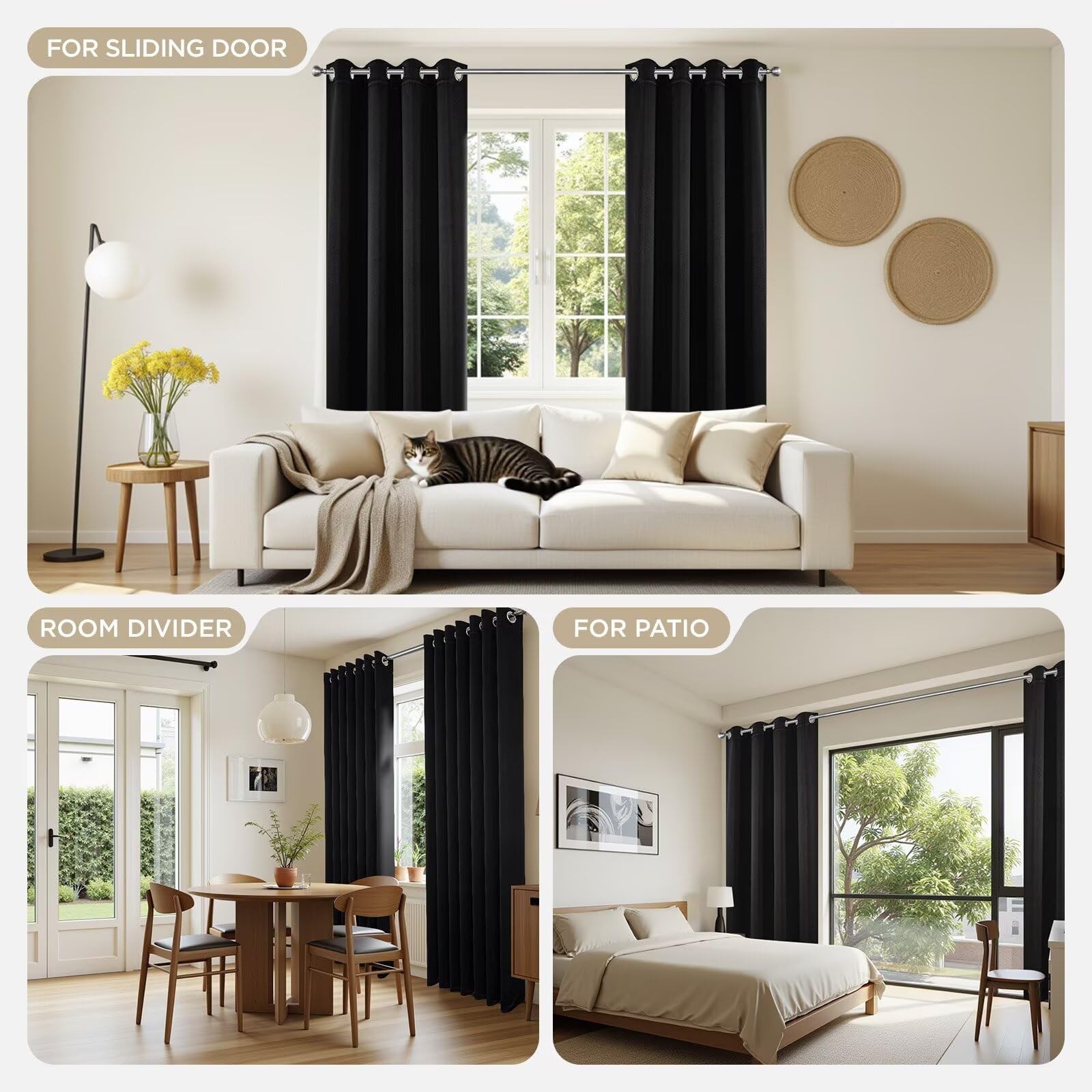 Joydeco Blackout Curtains For Bedroomblack Out Curtains 84 Inch Long Black