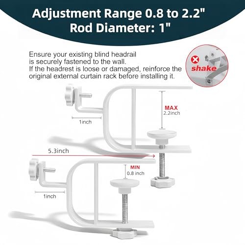 Inside Mount Curtain Rod Bracket for Blinds, No Drill Blind Adapter, White-2PCS
