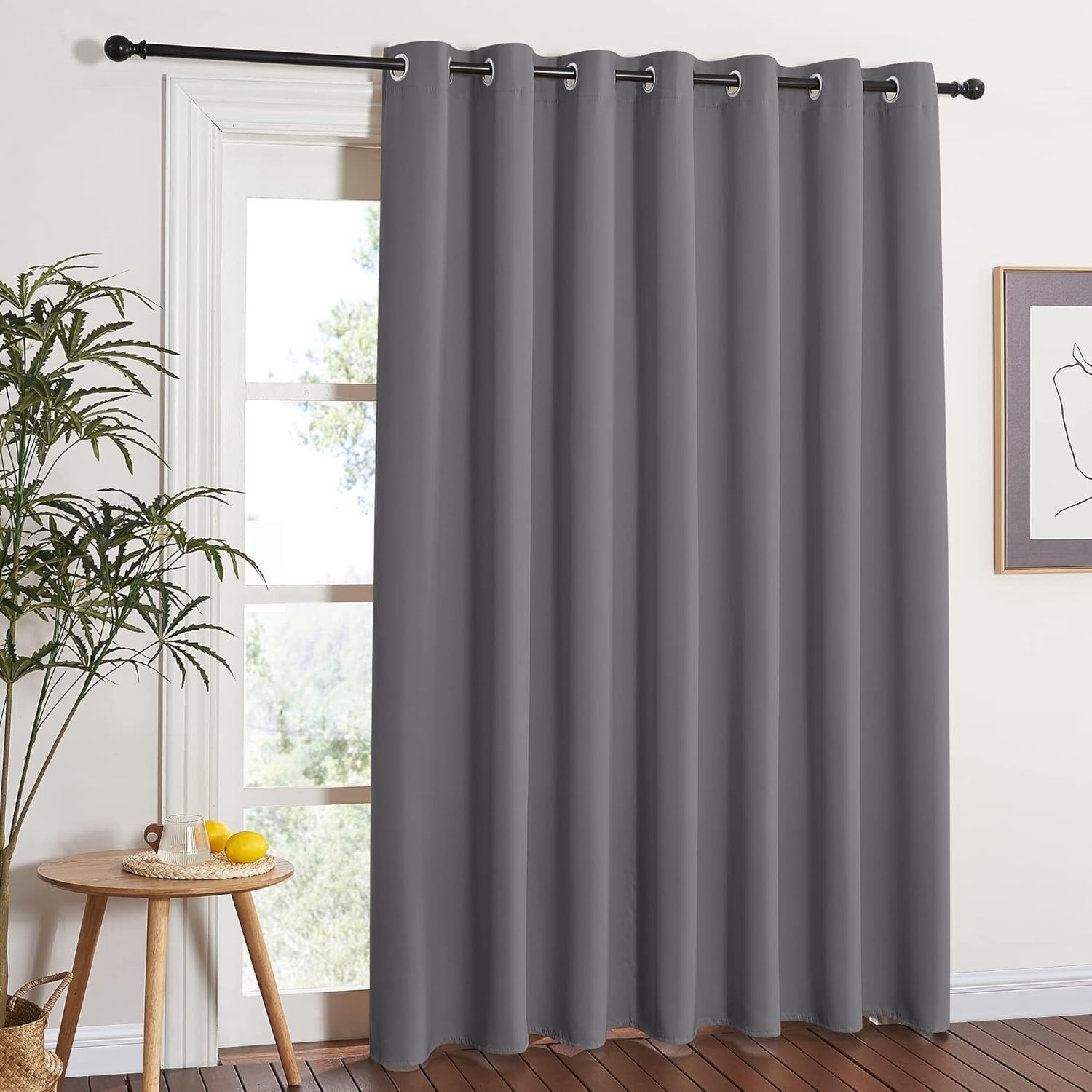 Heavyweight Blackout Sliding Door Curtains, 84 Inch Length, Noise Reduction