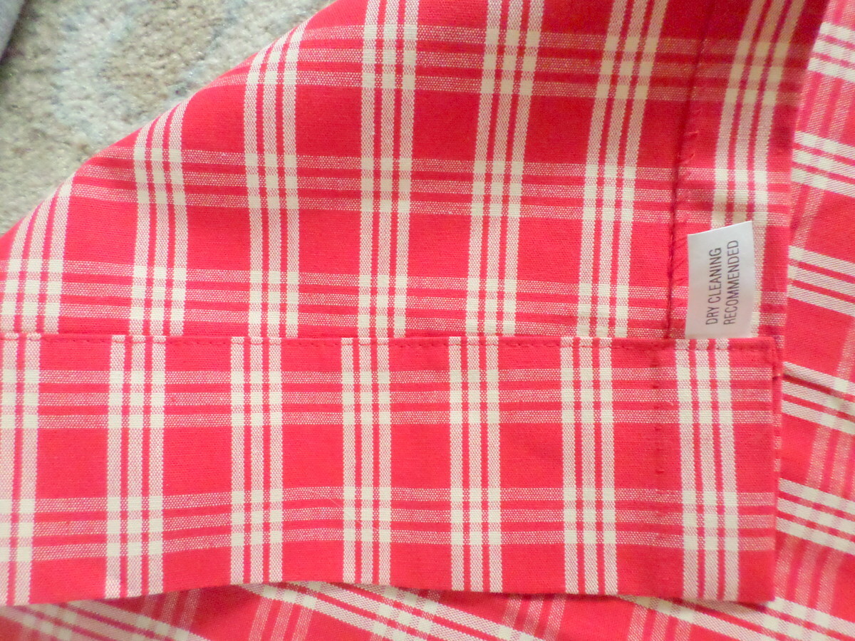 Tab Top Curtain Panel Cotton Country Red Check or Blue Houndstooth BUY 1 OR MANY
