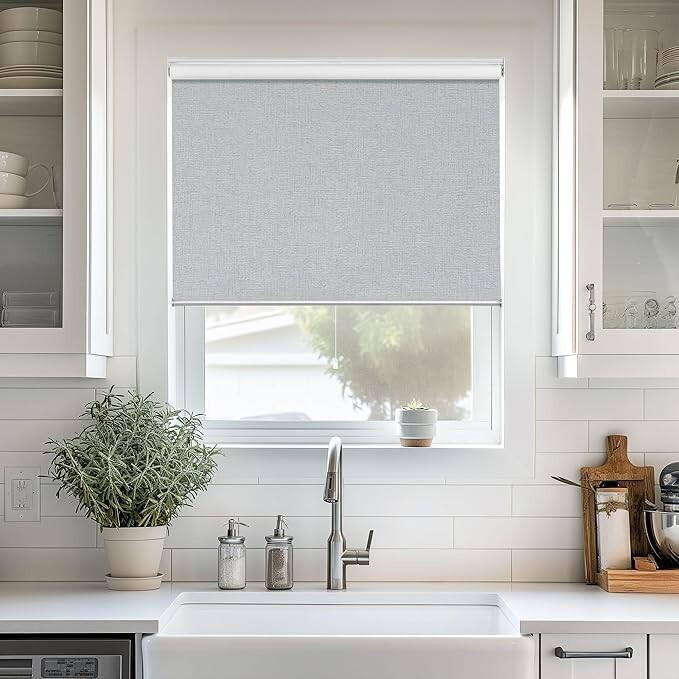 Chris Dowa Light Filtering Roller Shades – Grey Grey, 33″ W x 72″ H