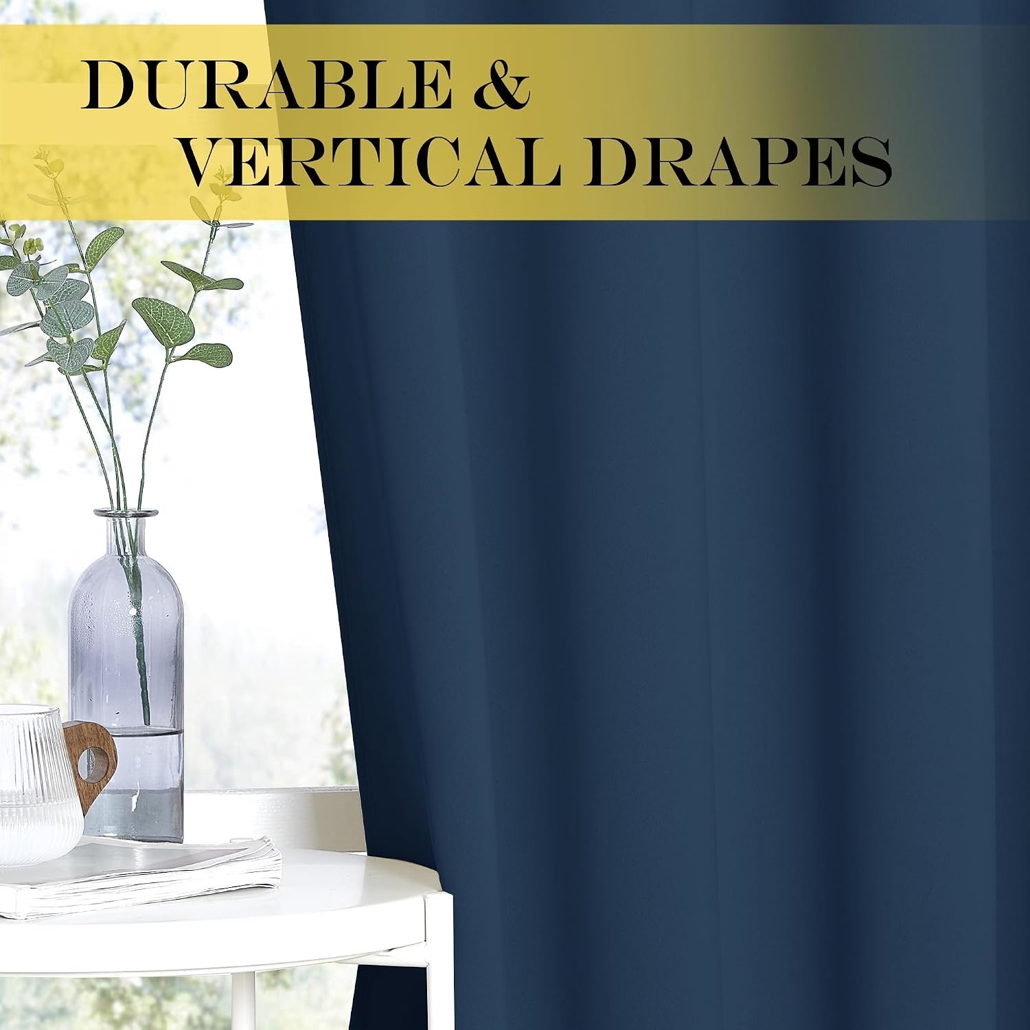 100” Wide Moroccan Blue Blackout Drapes for Patio Doors, Noise-Reducing Design