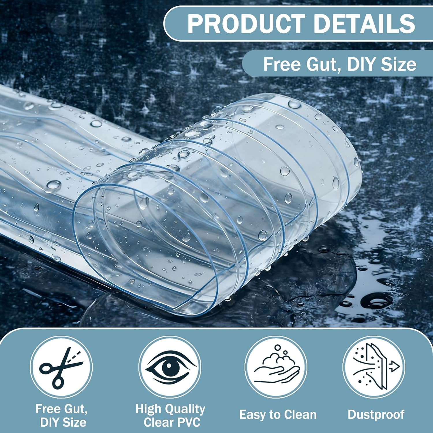 Clear PVC Strip Curtain Replacement, 66 Ft *7 in * 0.06In Plastic Vinyl Strip Wa