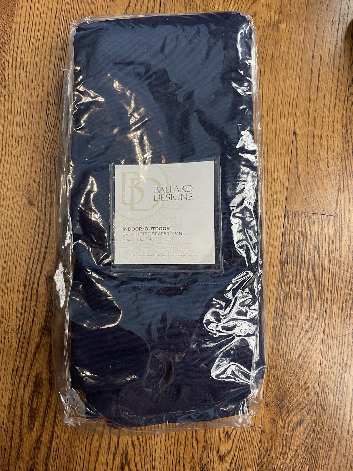Ballard Designs Sunbrella Navy Grommeted Drapery Panel 108in Indoor Outdoor