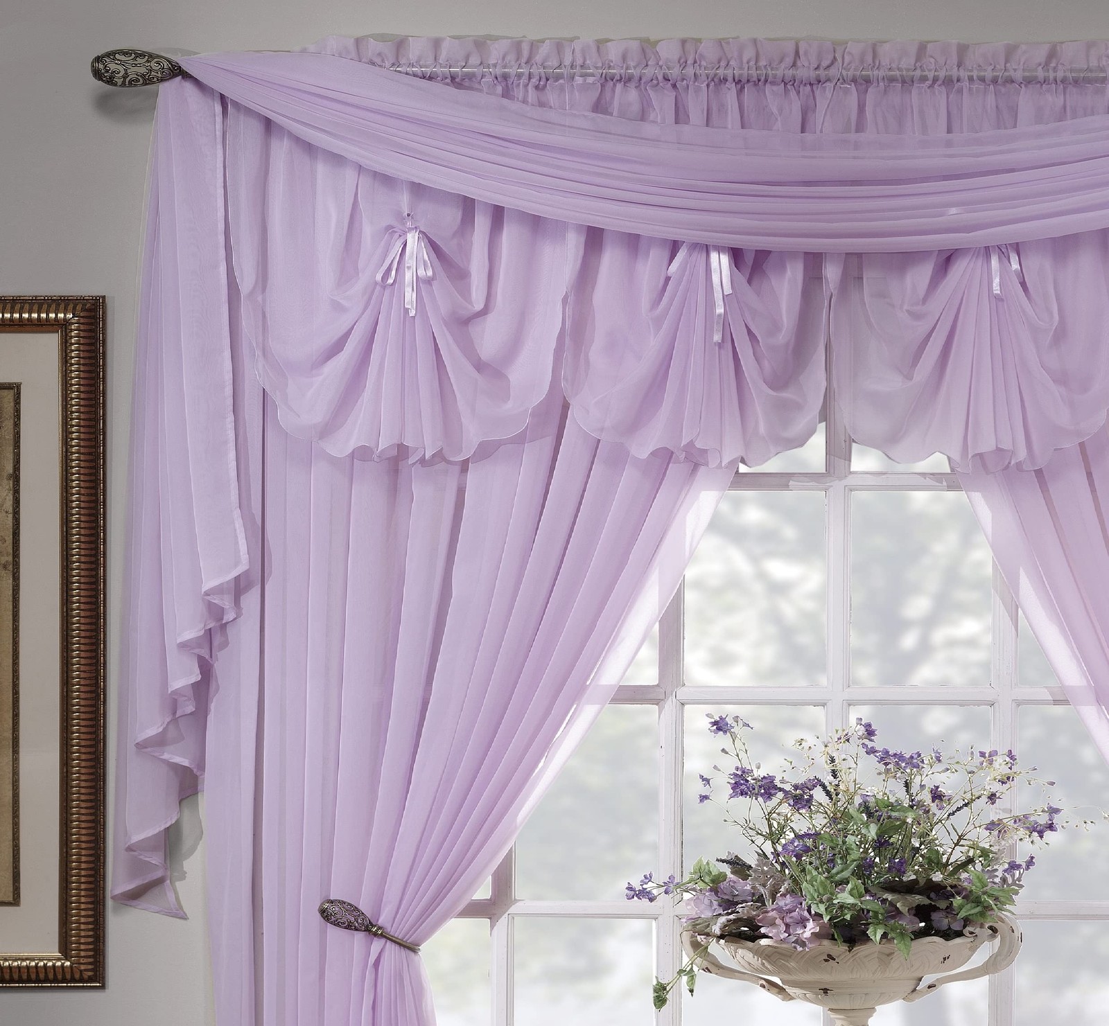 Lilac Voile Sheer Curtain 45×216 Customizable Window Treatment 100 Polyester