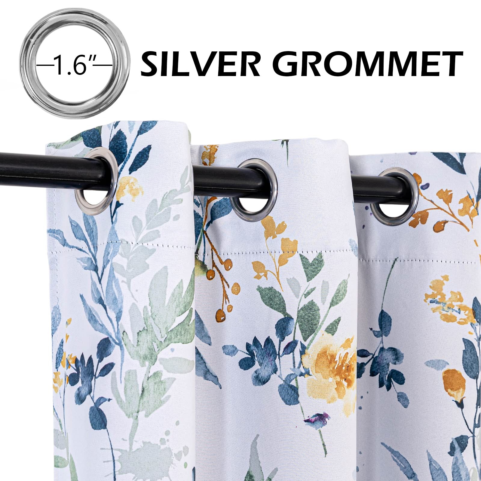 MYSKY HOME Floral Curtains 84 inches Long Living Room Curtains Room Darkening…