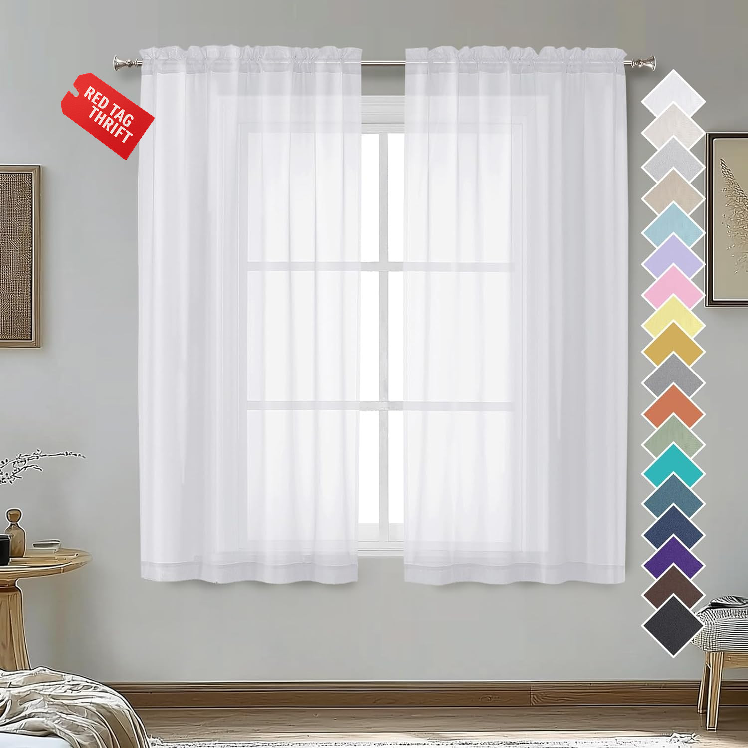 Turquoise Sheer Curtains 2 Panel Sets 84″ Inch Length