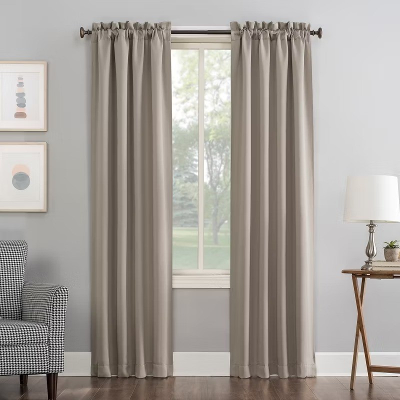 40″x84″ Pocket Curtain Panel Stone Modern Polyester Indoor Drapery – 1 Pc