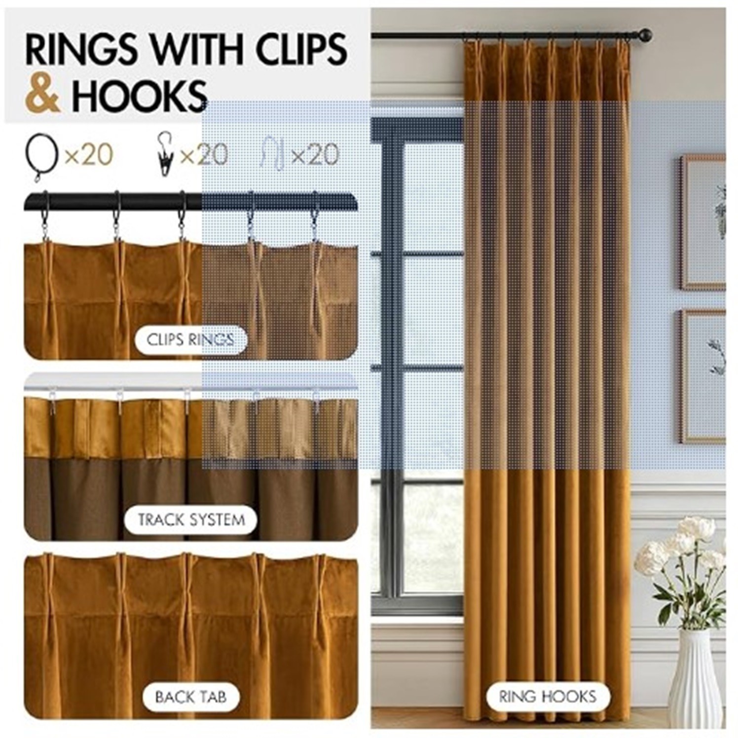 Luxury Velvet Blackout Curtains 40″ x 90″ Gold Brown Pleated LOT OF 10 PACKS!