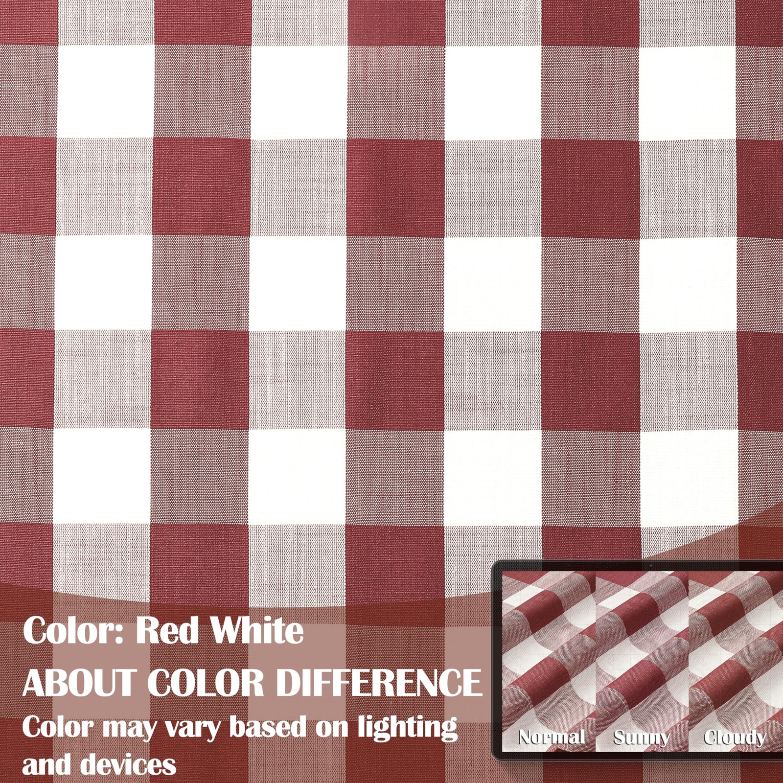 Bapawfish Red White Buffalo Check Window Curtain Panel 54 Inch Long,Burgundy …