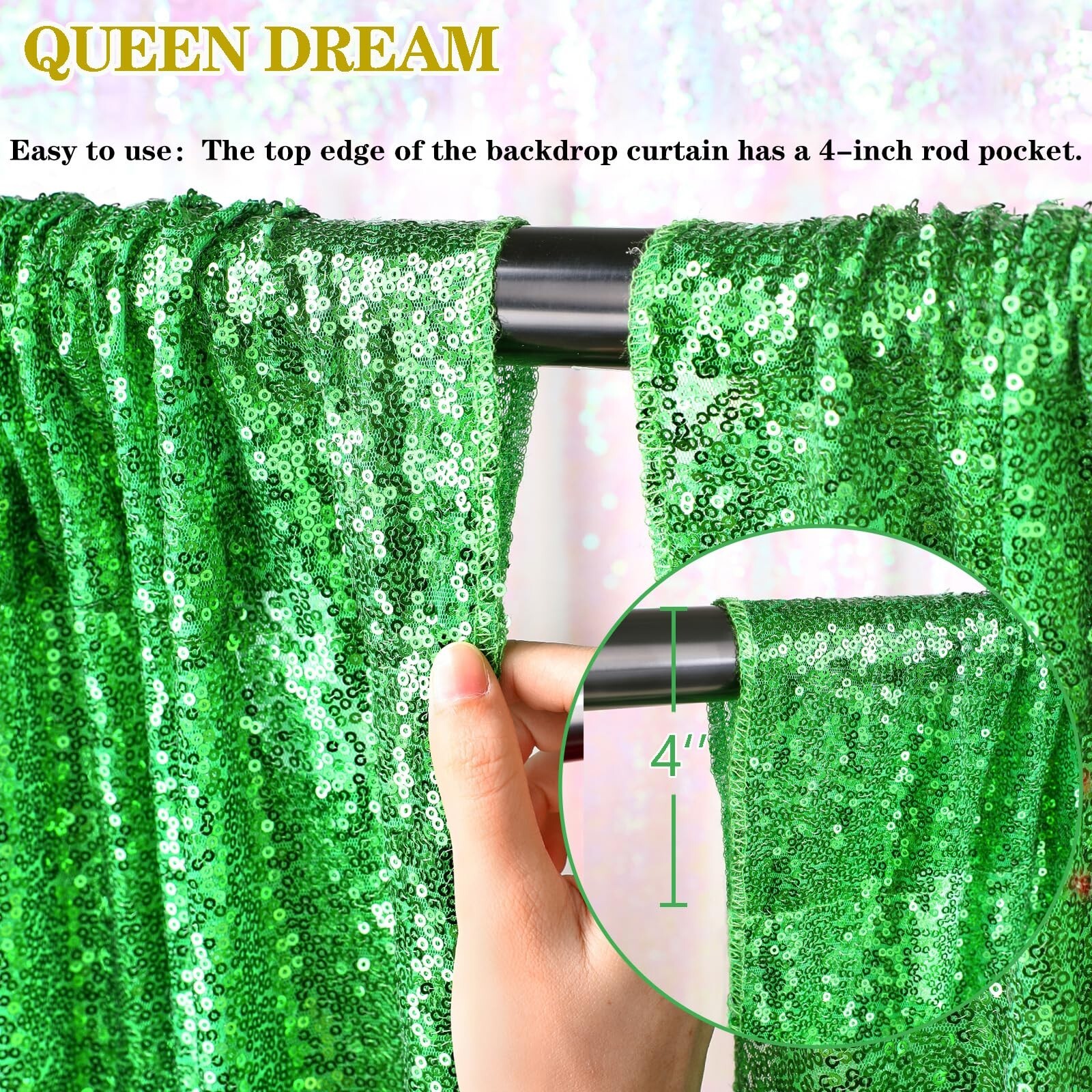Sequin Curtains Christmas Backdrop 3 Panels Sequin Fabric 2FTx8FT Green Photo…