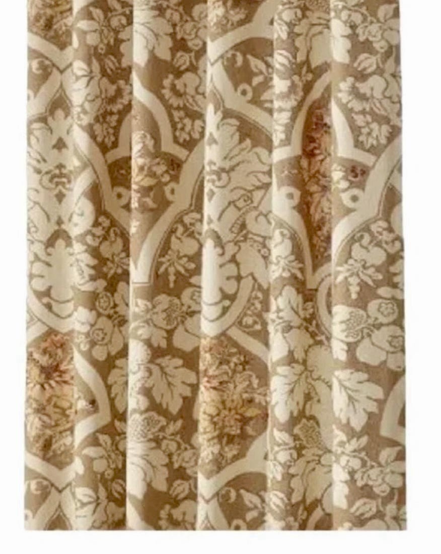 4 POTTERY BARN CAMILLA FLORAL MEDALLION LINED LINEN COTTON DRAPE PANELS 50×96