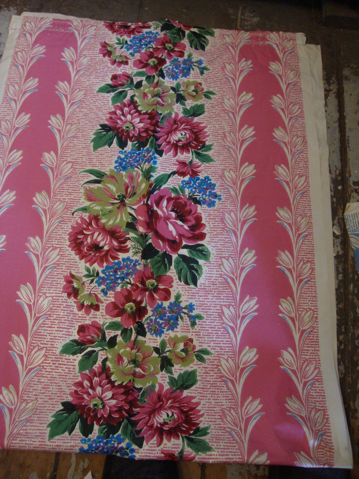 Vintage Mid Century Modern Floral 1940s Curtains 2 Pairs 2 Valances Pink Vinyl