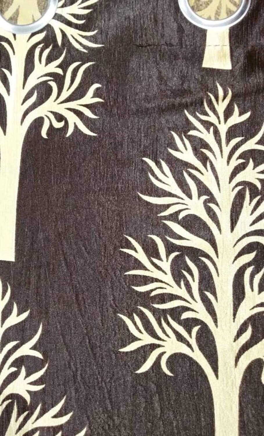 New 2 Pieces Printed Long Door Curtain Set 9 Feet Brown
