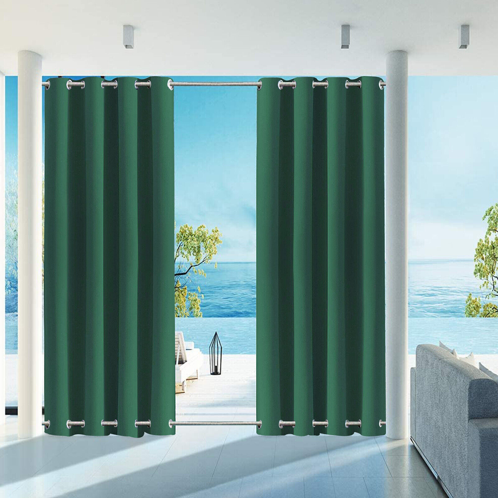 Windproof Curtains Thermal Insulated Waterproof Blackout Grommet at Top + Bottom