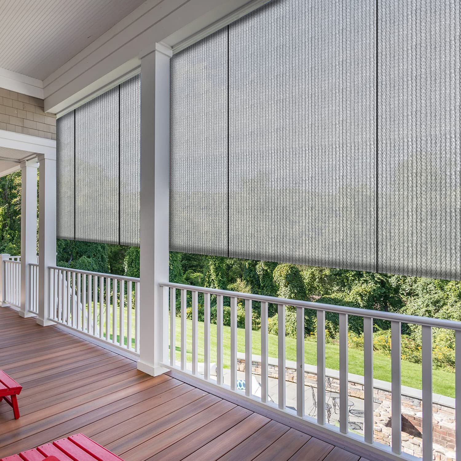 Gray Roll up Shade Roller Curtain For Patio Porch Pergola Balcony Yard Outdoor