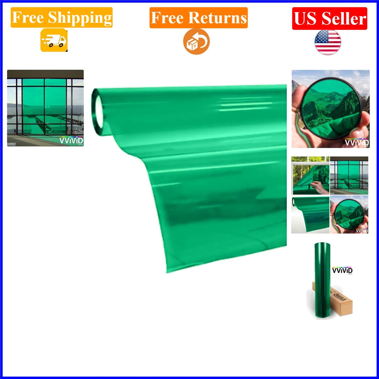 Green Transparent Colorful Vinyl Window Tint Sheets 1.49ft x 5ft for DIY