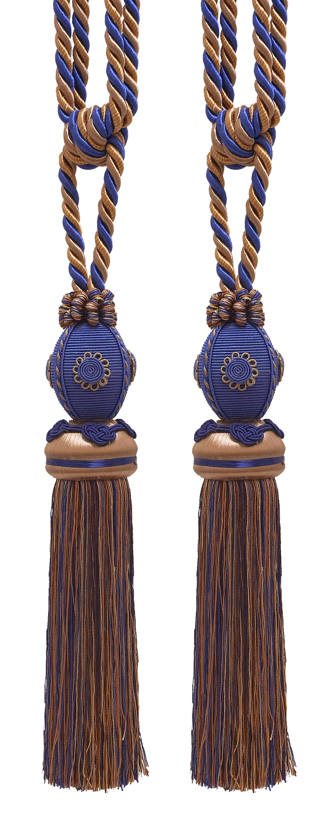 DÉCOPRO Tassel Tieback, Style# TBB1, Color# 5817 – Navy Beige Blue [Set of 2]