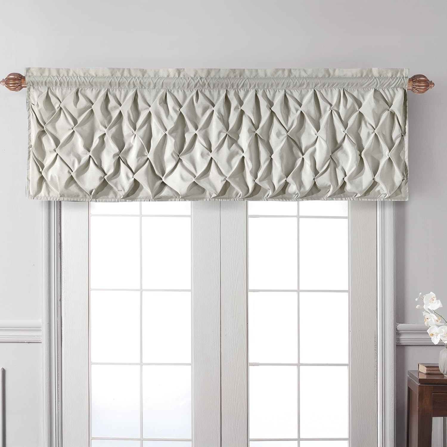 VCNY Home Pintuck Valance Curtain with Rod Pocket Top – Nola Taupe | 60″ x 20…