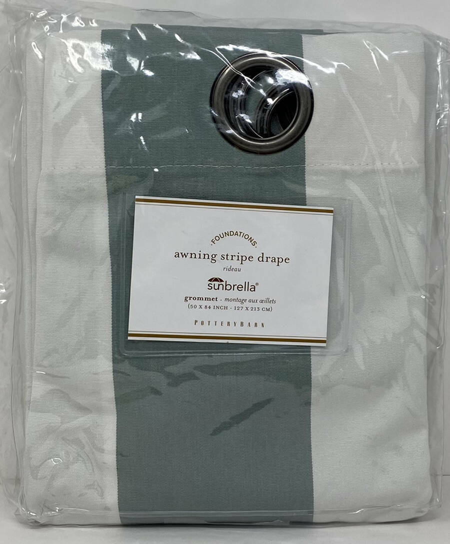 Pottery Barn Sunbrella Awning Stripe Outdoor Grommet Drape Curtain (1) ~ 50 x 84
