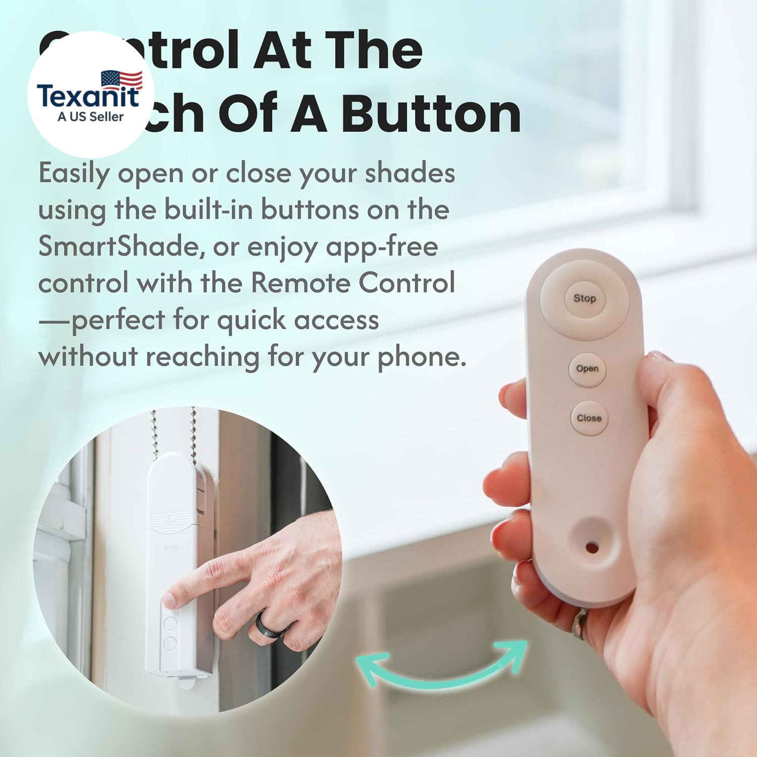 Aura Roller Smart Shade Driver, Remote Control & Wifi Dongle | Automate Existing