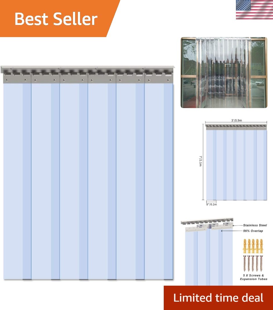 Crystal Clear 84″ x 36″ PVC Strip Door Curtain – Easy Installation & Overlap