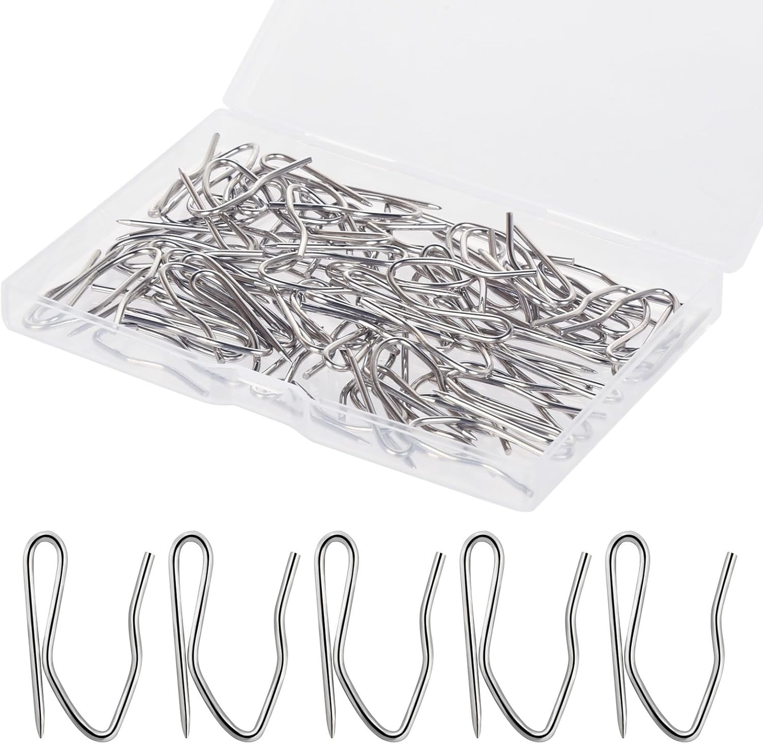 58 Pcs Rustproof Curtain Hooks – 1.2 inches Stainless Steel Nickel-Plated Off…
