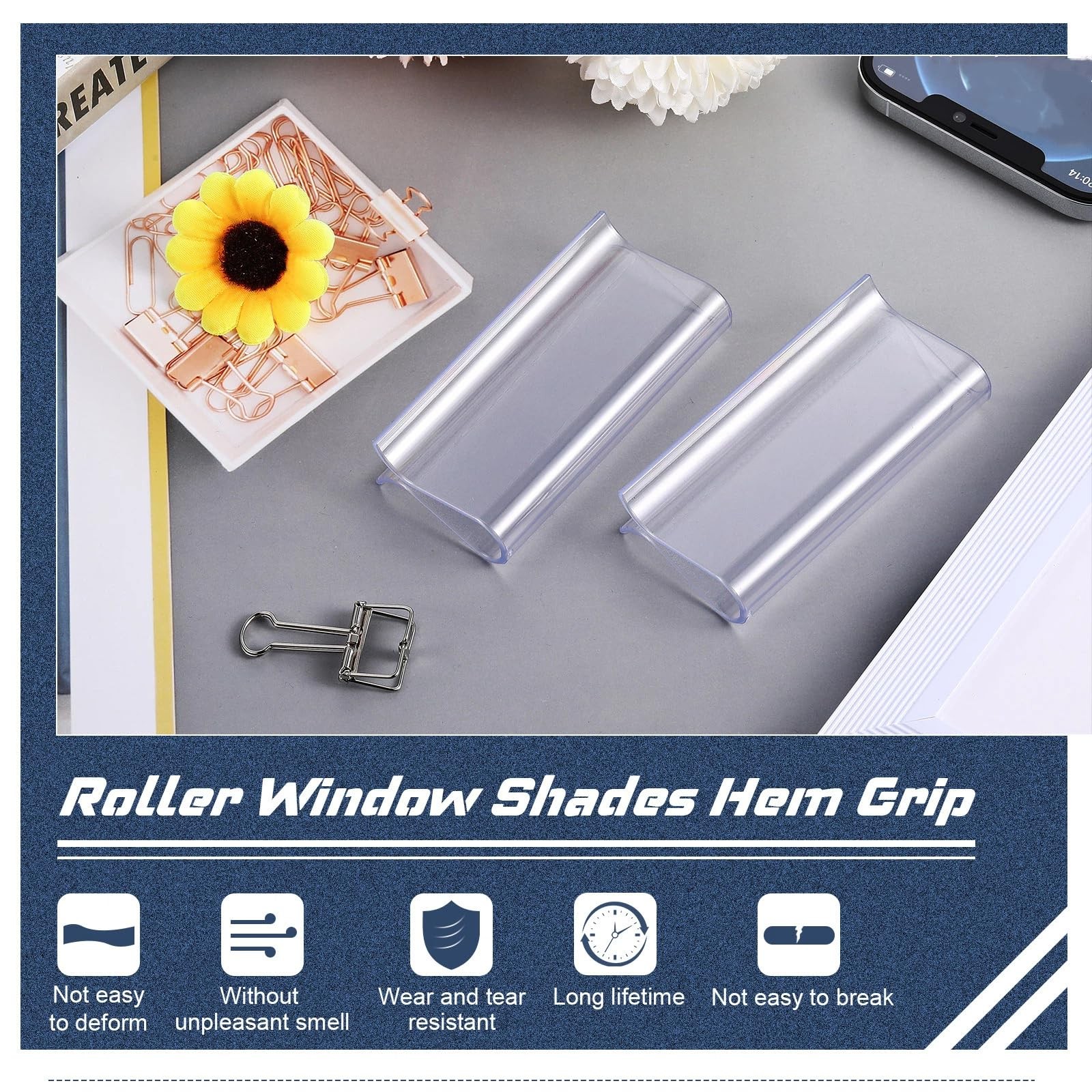 Chunful Shade for Roller Pull Down Shades Handle 3.35*1.6 inch, Clear