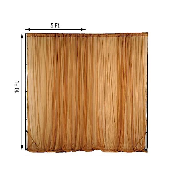 Gold 10 x 10 ft Voile BACKDROP CURTAINS 2 Panels 5×10 ft Home Party Decorations