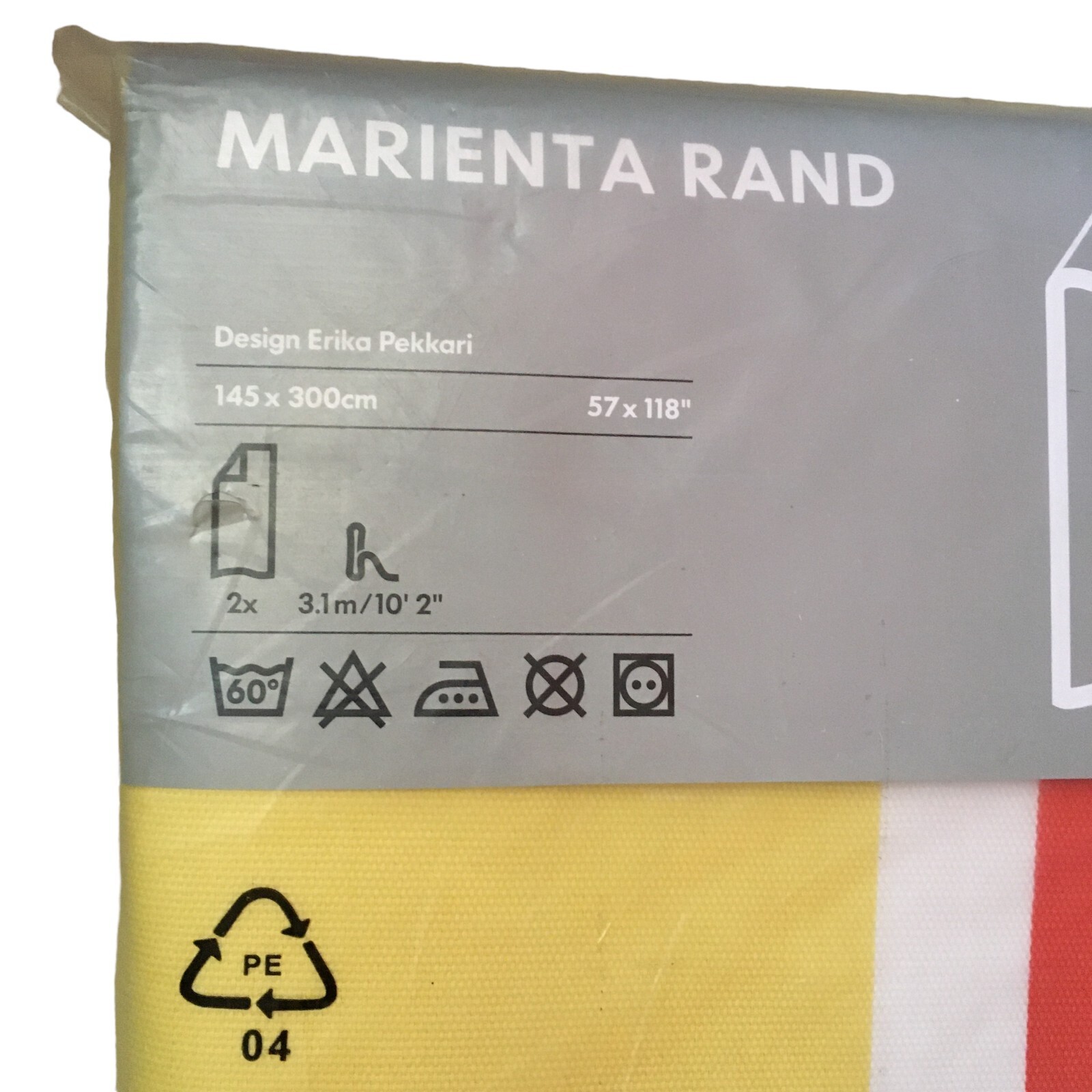 IKEA Marienta Rand Curtain Panel ( 1 Pair ) 57″ x 118″ Yellow Orange Cotton NEW