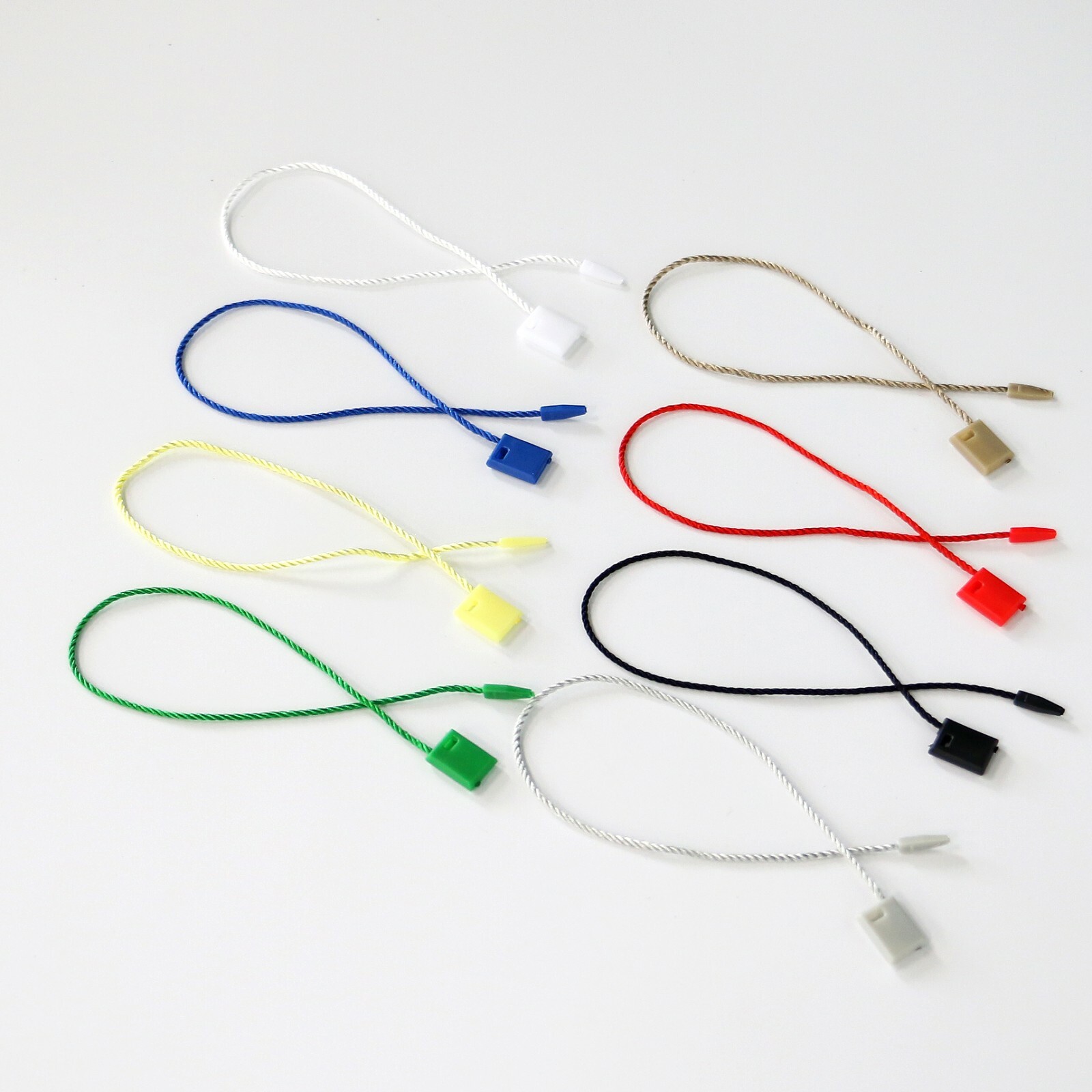 Hang Tag Nylon String Snap Lock Pin Loop Fasteners, 7″, choose color & quantity