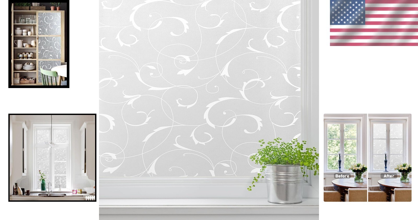 Stylish Window Cling Film, Frosted Glass Design, Easy Removal, 35.4 x 78.7 Inch