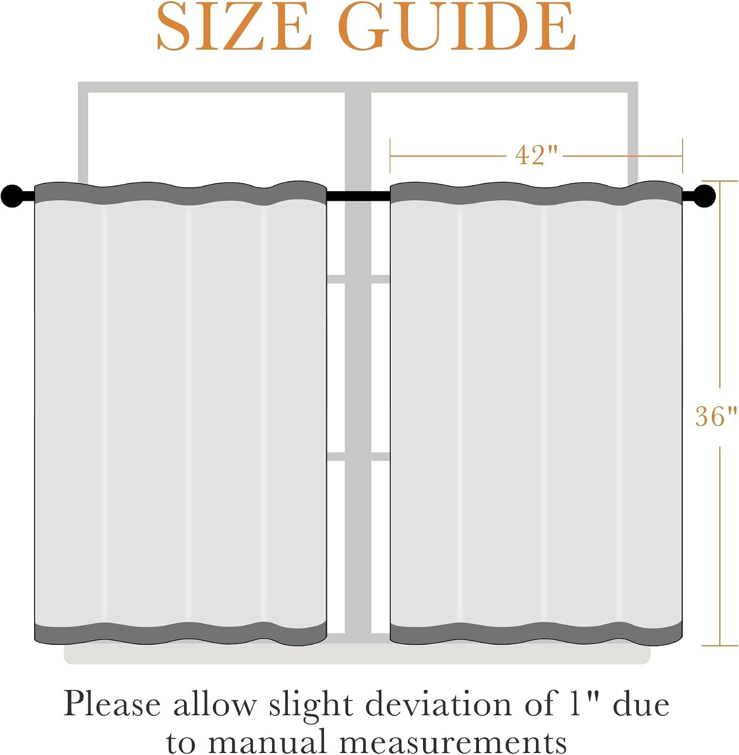 Set of 2 Short Blackout Cafe Curtains 36in Length, W42 x L36 – Classic Charm