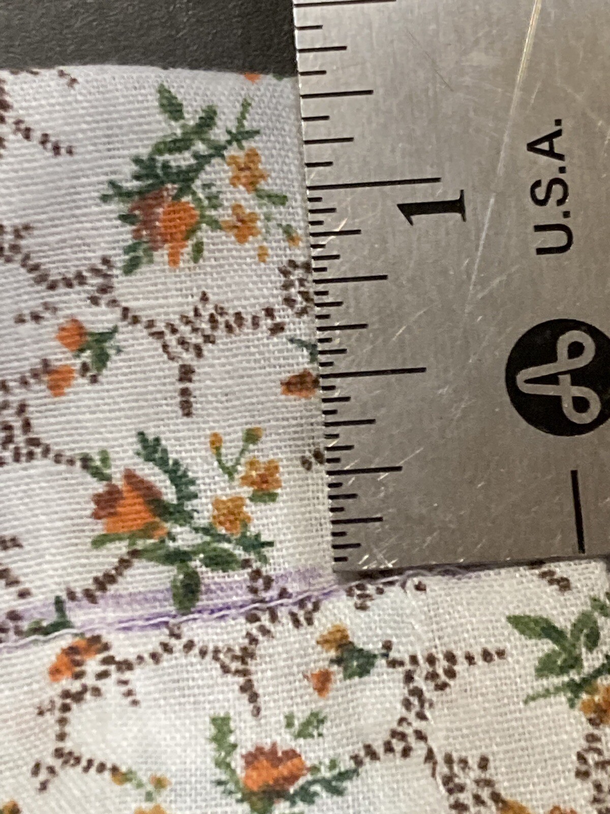 OOAK VTG Curtains Orange Green Brown Calico Fabric 42-1/2″ x 34-1/2″ Rod Pocket