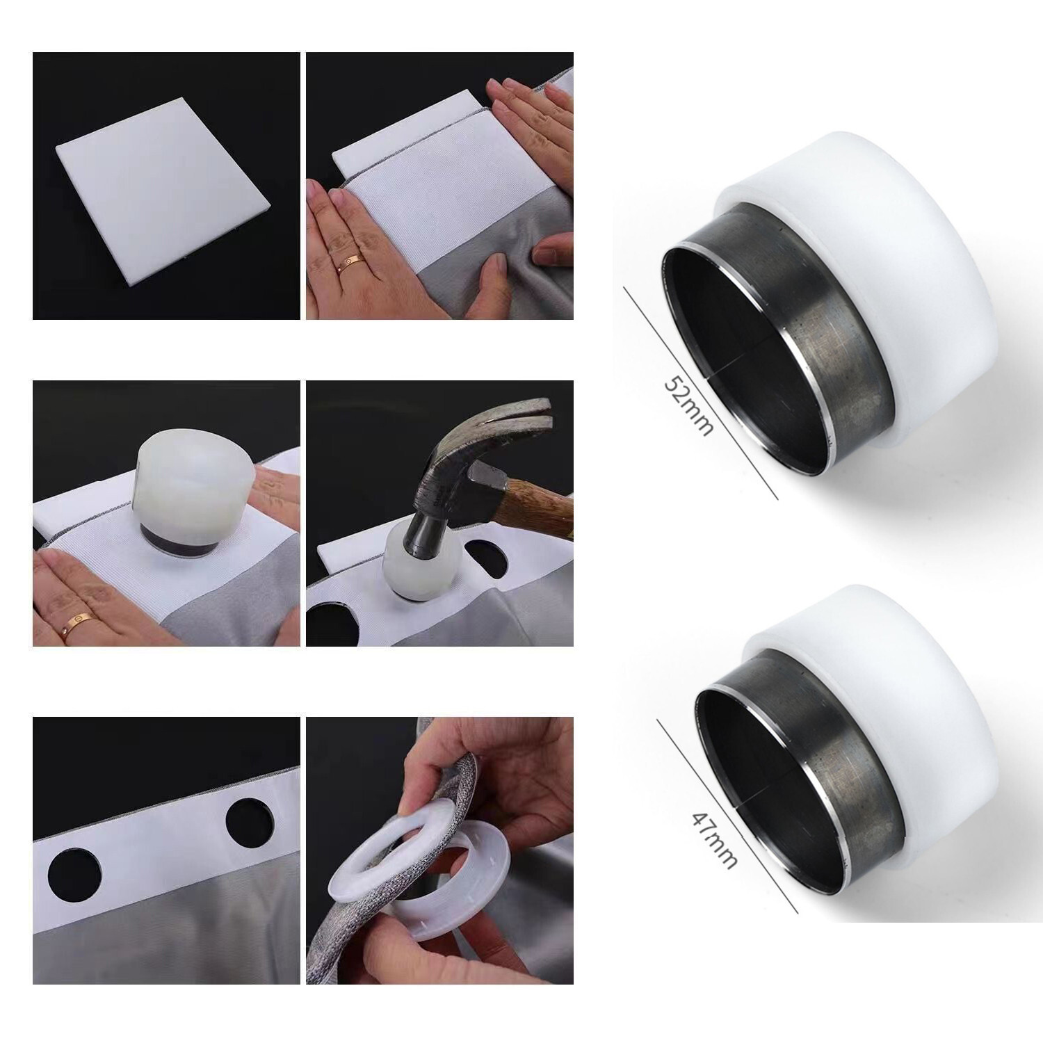 Curtain Eyelets Punches Ring Hole Punchers Tool Kit 1.85 and 2.08 inch Diam 2pcs