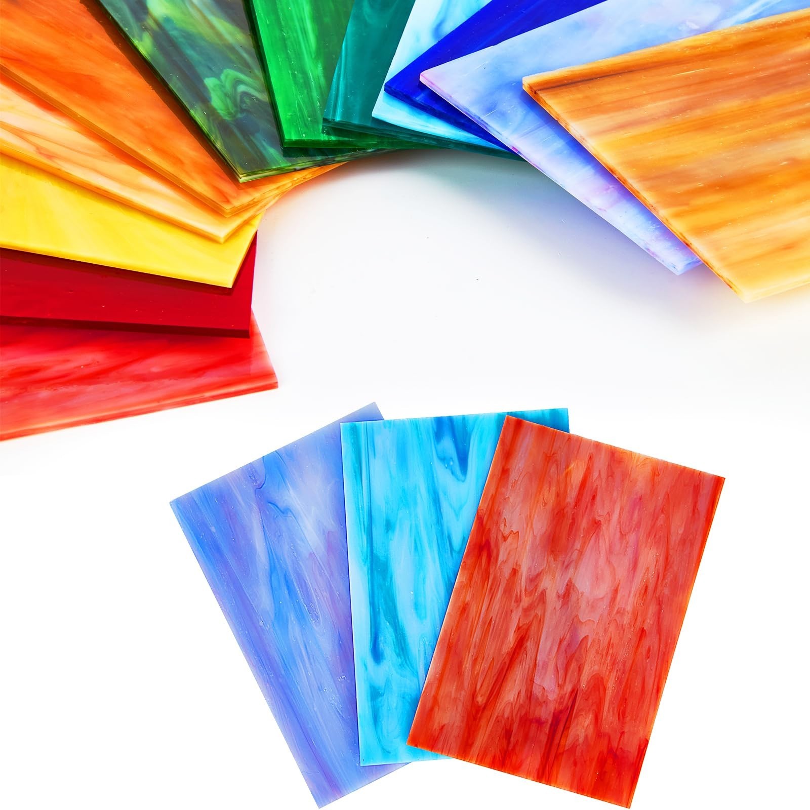 VARIART 12-Sheet Stained Glass Pack | 4×6 Inch Assorted Cathedral Art Glass f…