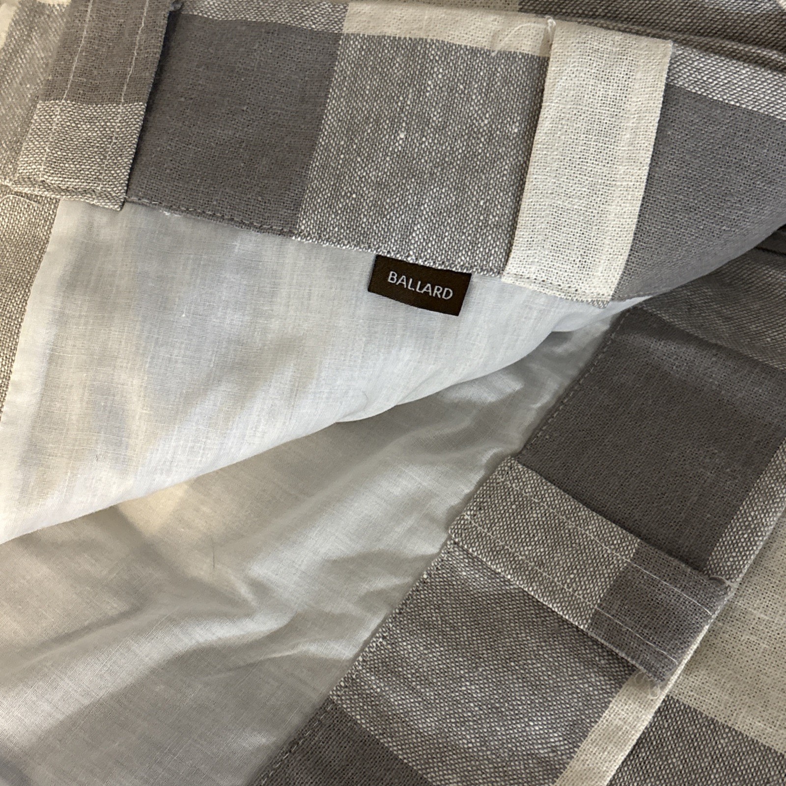 Ballard Designs Drapery Panels Buffalo Check Gray Cream Linen Cotton 52” X 96”