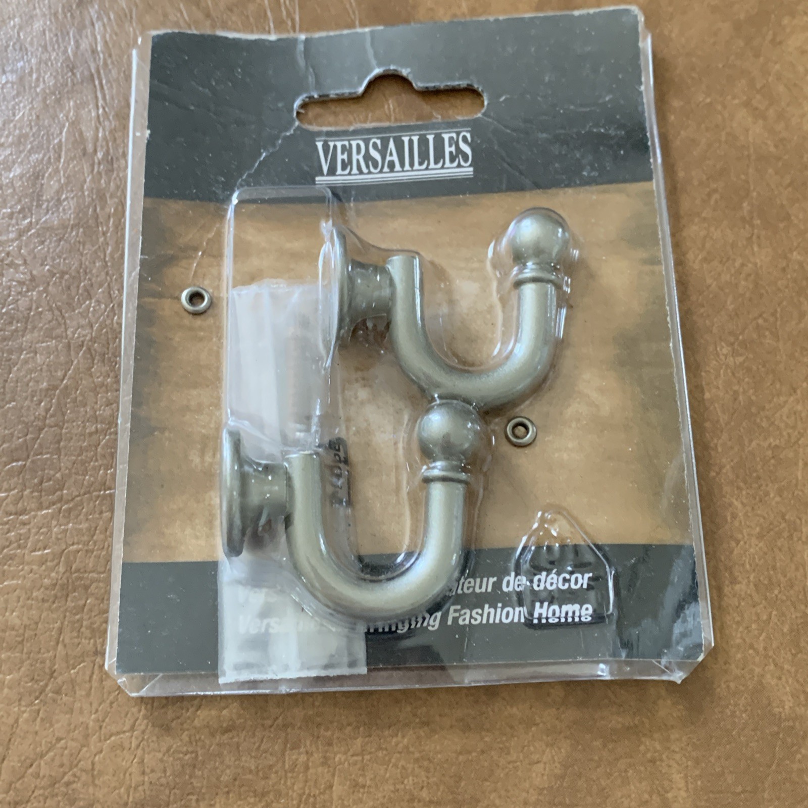 2 Versailles Home Fashion Drapery Tie-Back Hooks Brushed Pewter Nickel Color NOS