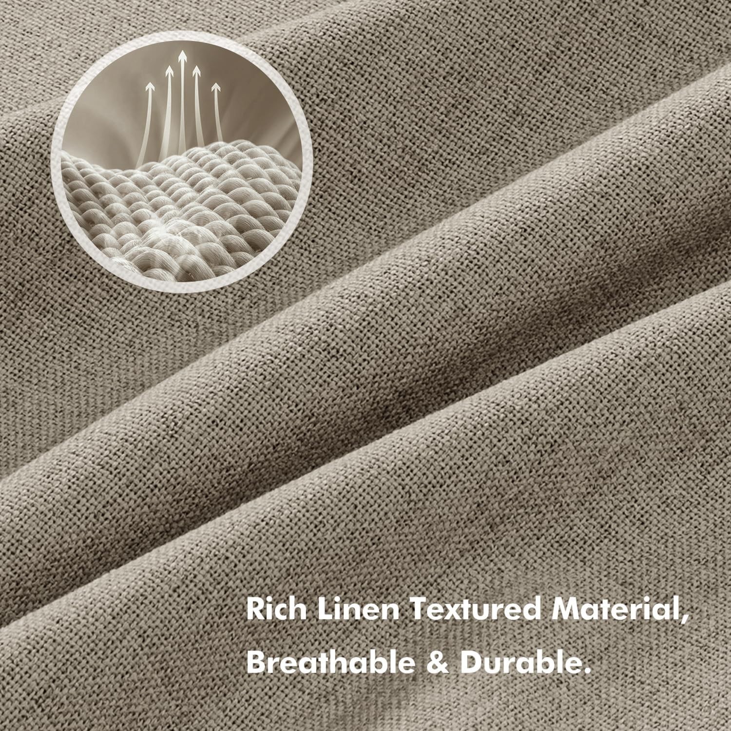 MIULEE 100% Blackout Linen Curtains for Bedroom, Faux Linen Luxury Decor Therma