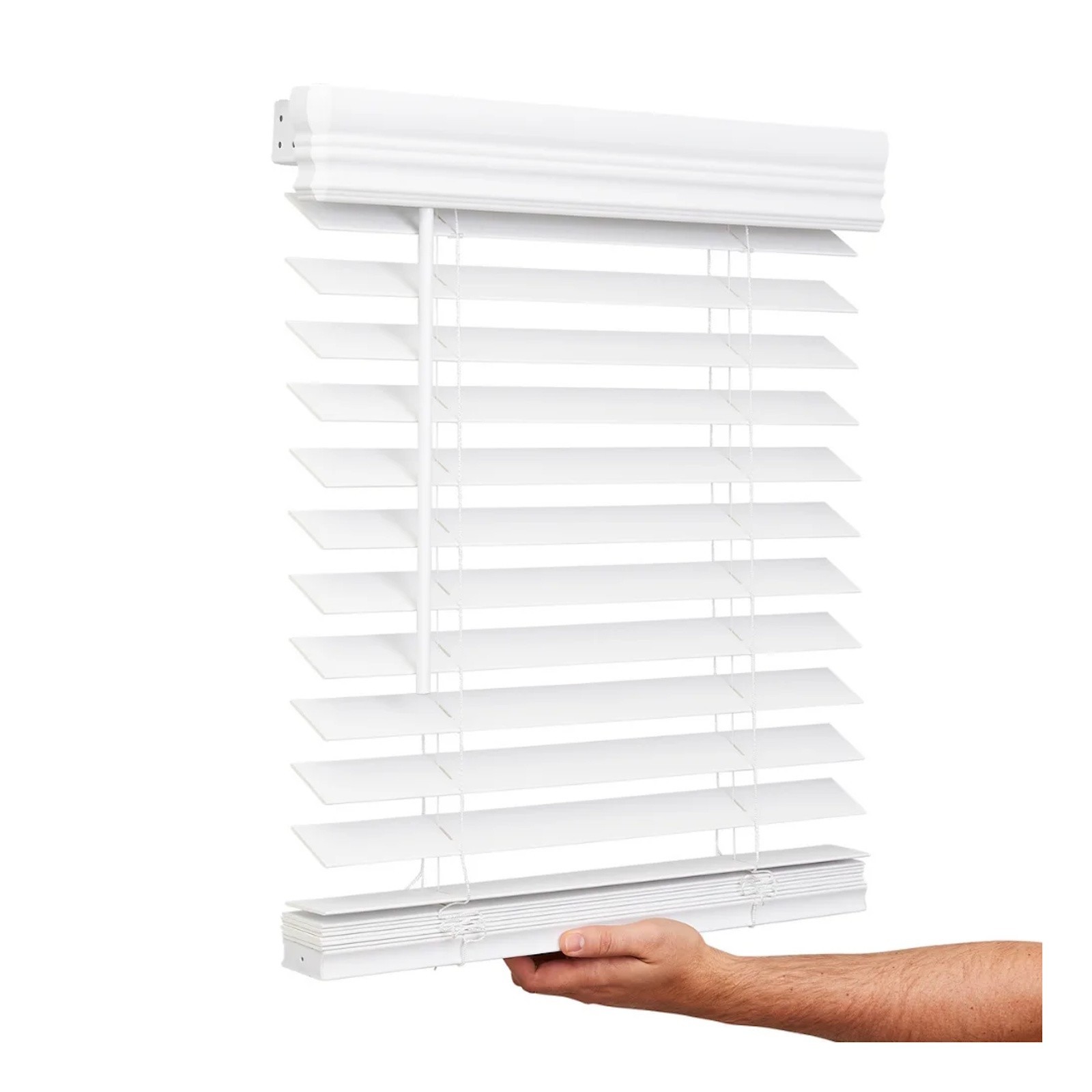 Lotus & Windoware 34″ Wide x 60″ Long Cordless 2″ Bright White Faux Wood Blind