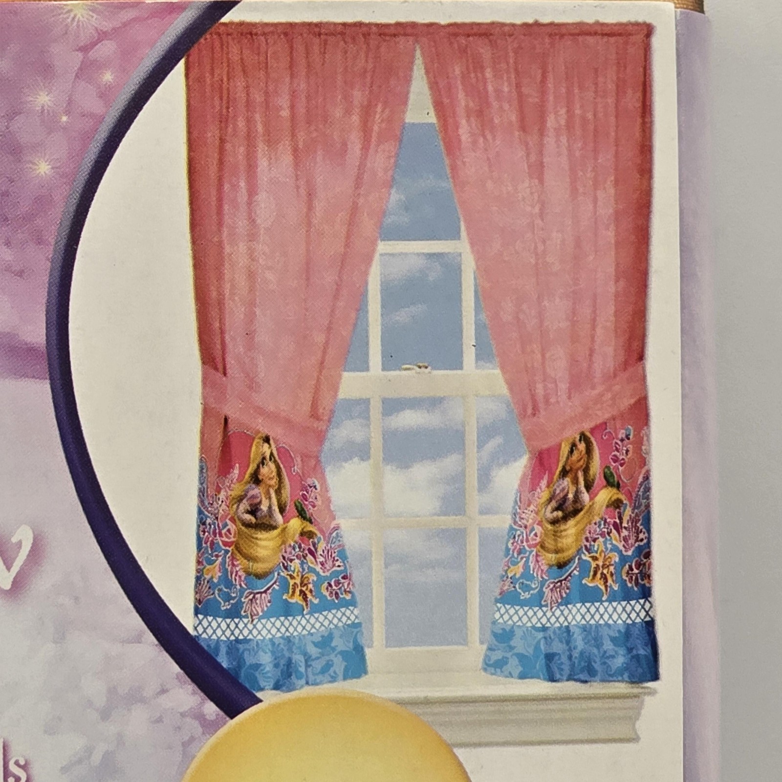 Disney Tangled Window Panels 2 Panels Tie Backs Pink Microfiber 63in Kids
