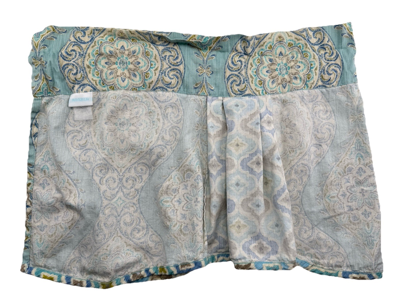 Waverly Pair Moonlight Medallion Valance Celestial Blue 52″ x 18″ Rod Pocket