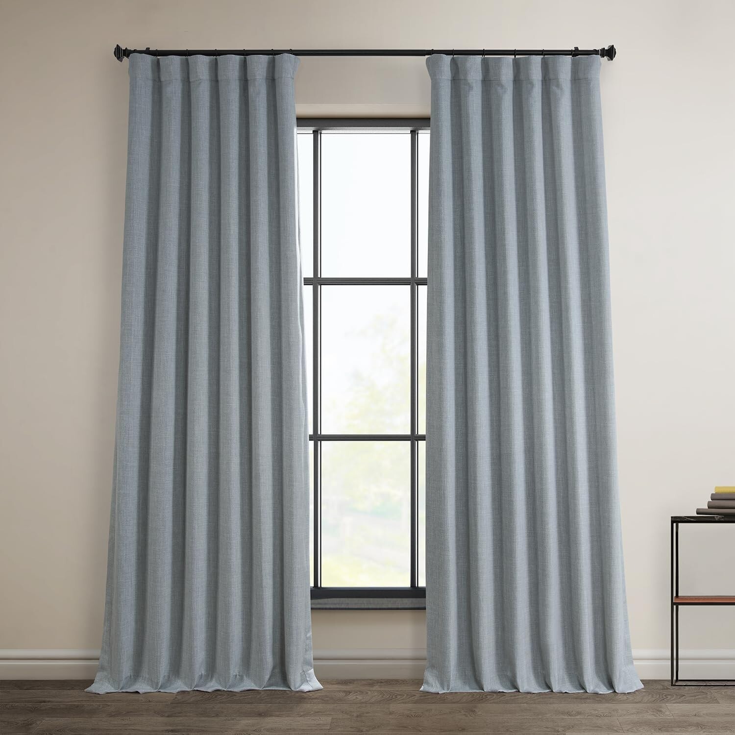 1 Panel Heather Grey 84″L x 100″W Linen Darkening Curtains For Living Room